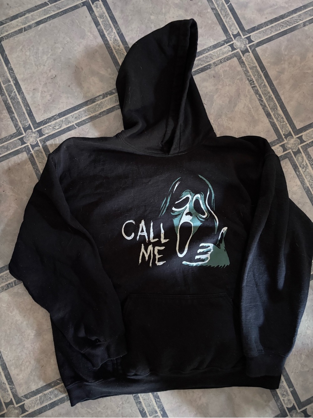 Black Ghostface 'Call Me' Hooded Sweatshirt “ Ghostface lives”